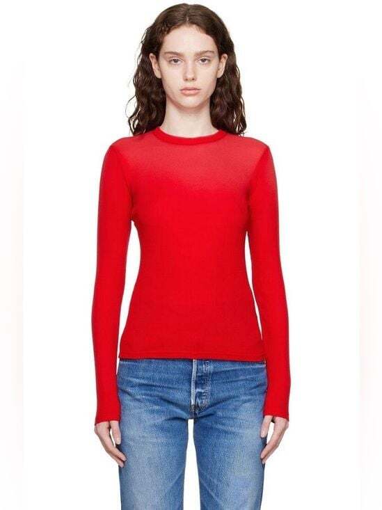 Cotton Citizen Tops - Cotton Citizen Verona Crop Shirt in Pink Cherry Cast Size Medium